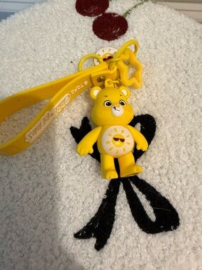 Care Bears Yellow Sunshine Bear Keychain with Star Clip & Wrist Strap- Funshine
